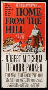 8g733 HOME FROM THE HILL 3sh '60 art of Robert Mitchum, Eleanor Parker & George Peppard!
