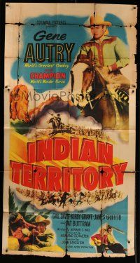 8g742 INDIAN TERRITORY 3sh '50 cool huge image of Gene Autry & Champion the Wonder Horse!