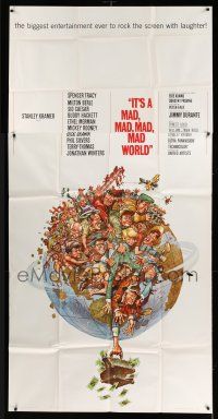 8g744 IT'S A MAD, MAD, MAD, MAD WORLD 3sh '64 great art of entire cast by Jack Davis, super rare!