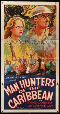 8g778 MAN HUNTERS OF THE CARIBBEAN 3sh '38 art of Andre Roosevelt & Jeffries over of natives!