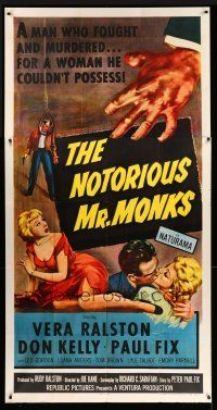 8g806 NOTORIOUS MR. MONKS 3sh '58 a man who fought and murdered for a woman he couldn't possess!
