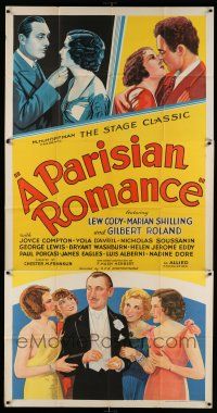 8g817 PARISIAN ROMANCE 3sh '32 Lew Cody & Gilbert Roland in love triangle, great stone litho!