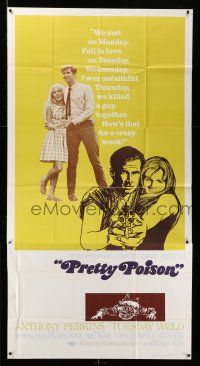 8g831 PRETTY POISON 3sh '68 cool art & photo of psycho Anthony Perkins & crazy Tuesday Weld!