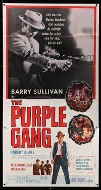 8g835 PURPLE GANG 3sh '59 Robert Blake, Barry Sullivan, they matched Al Capone crime for crime!