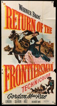 8g850 RETURN OF THE FRONTIERSMAN 3sh '50 art of Gordon MacRae on horseback grabbing Julie London!
