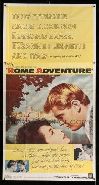 8g857 ROME ADVENTURE 3sh '62 Troy Donahue, Suzanne Pleshette & Angie Dickinson in Italy!