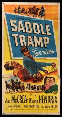 8g861 SADDLE TRAMP 3sh '50 Joel McCrea fighting & romancing Wanda Hendrix, great western images!