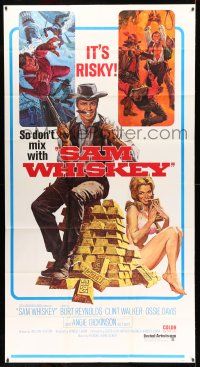 8g863 SAM WHISKEY int'l 3sh '69 art of Burt Reynolds & sexy Angie Dickinson by huge pile of gold!