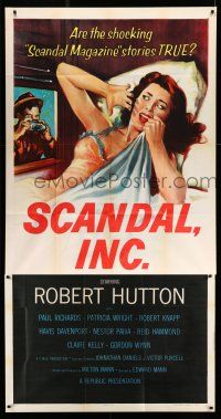 8g870 SCANDAL INC. 3sh '56 Robert Hutton, art of paparazzi photographing sexy woman in bed!