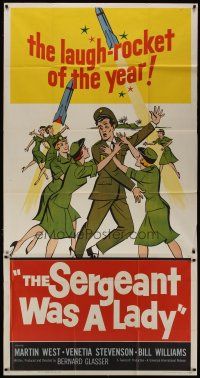 8g878 SERGEANT WAS A LADY 3sh '61 Martin West, wacky artwork of military women chasing after man!