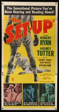 8g879 SET-UP 3sh '49 art of fallen boxer Robert Ryan in the ring, Robert Wise classic!