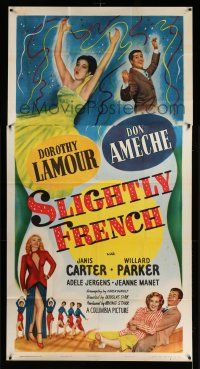 8g889 SLIGHTLY FRENCH 3sh '48 different image of pretty Dorothy Lamour & Don Ameche!