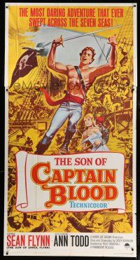 8g895 SON OF CAPTAIN BLOOD 3sh '63 giant full-length image of barechested pirate Sean Flynn!