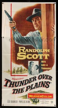 8g929 THUNDER OVER THE PLAINS 3sh '53 cowboy hero Randolph Scott hits like a tornado!