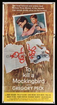 8g936 TO KILL A MOCKINGBIRD 3sh '62 Gregory Peck, from Harper Lee's classic novel!