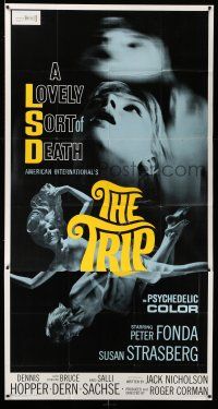 8g949 TRIP 3sh '67 AIP, written by Jack Nicholson, LSD, wild sexy psychedelic drug image, rare!