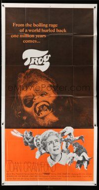 8g950 TROG int'l 3sh '70 Joan Crawford & prehistoric monsters, wacky horror explodes into today!