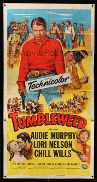 8g953 TUMBLEWEED 3sh '53 Audie Murphy fought the fury of the Apache warpath, great art montage!