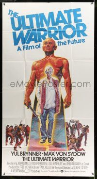 8g956 ULTIMATE WARRIOR 3sh '75 Dietz art of bald & barechested Yul Brynner, a film of the future!