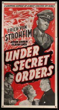 8g958 UNDER SECRET ORDERS 3sh '43 Erich von Stroheim, gripping expose of a most sinister spy ring!