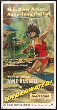 8g960 UNDERWATER 3sh '55 Howard Hughes, sexiest artwork of skin diver Jane Russell!