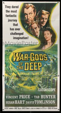 8g971 WAR-GODS OF THE DEEP 3sh '65 Vincent Price, Jacques Tourneur sci-fi, Reynold Brown art!