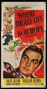 8g980 WHERE THERE'S LIFE 3sh '47 art of disk jockey Bob Hope being chased by angry mob!