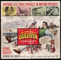 8g334 3 WORLDS OF GULLIVER 6sh '60 Ray Harryhausen fantasy classic, art of giant Kerwin Mathews!