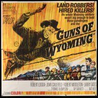 8g379 CATTLE KING 6sh '63 cool artwork of Robert Taylor about to pistol-whip guy, Guns of Wyoming!