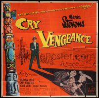 8g385 CRY VENGEANCE 6sh '55 Mark Stevens, film noir, Alaska adventure, cool totem pole art!