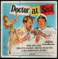 8g396 DOCTOR AT SEA 6sh '56 art of sexy Brigitte Bardot, Bogarde & James Robertson Justice, rare!