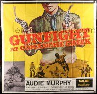 8g421 GUN FIGHT AT COMANCHE CREEK 6sh '63 cool art of cowboy Audie Murphy w/ 2 smoking guns, rare!