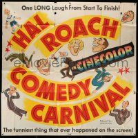 8g424 HAL ROACH COMEDY CARNIVAL 6sh '47 re-packaging of Curly & Fabulous Joe, cartoon art, rare!