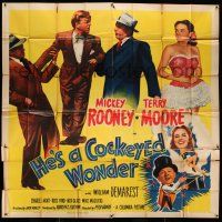 8g428 HE'S A COCKEYED WONDER 6sh '50 magician Mickey Rooney & pretty Terry Moore, rare!