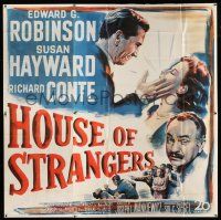 8g431 HOUSE OF STRANGERS 6sh '49 Edward G. Robinson, Richard Conte slaps Susan Hayward, rare!
