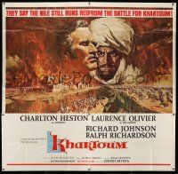 8g446 KHARTOUM 6sh '66 Charlton Heston & Laurence Olivier in Africa, Frank McCarthy art, rare!