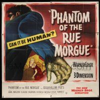 8g492 PHANTOM OF THE RUE MORGUE 3D 6sh '54 3-D, cool art of the mammoth monstrous man & sexy girl!