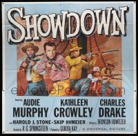 8g523 SHOWDOWN 6sh '63 cool image of chained Audie Murphy & cowboys with guns drawn, rare!