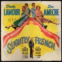 8g526 SLIGHTLY FRENCH 6sh '48 Dorothy Lamour, Don Ameche & co-stars sitting on giant sexy legs!