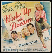 8g564 WAKE UP & DREAM 6sh '46 great smiling art portraits of June Haver & John Payne, rare!