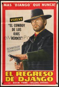 8g153 CJAMANGO Argentinean '67 spaghetti western art of cowboy Ivan Rassimov aiming his gun!