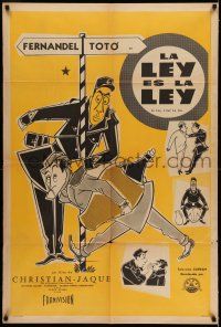 8g182 LAW IS THE LAW Argentinean '58 wacky cartoon art of policeman Fernandel & law-breaker Toto!