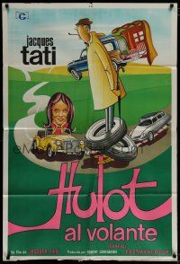 8g227 TRAFFIC Argentinean '71 great wacky art of Jacques Tati as Mr. Hulot by Aler!