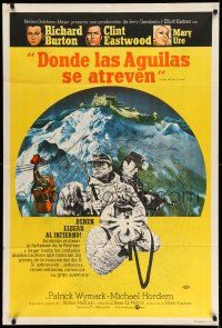 8g235 WHERE EAGLES DARE Argentinean '68 great art of Clint Eastwood, Richard Burton, Mary Ure!