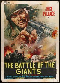 8g043 BULLET FOR ROMMEL Italian 1p '69 cool close up art of Jack Palance with machine gun!