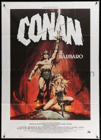 8g045 CONAN THE BARBARIAN Italian 1p '82 Arnold Schwarzenegger & sexy Sandahl Bergman by Casaro!
