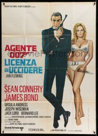 8g050 DR. NO Italian 1p R70s art of Sean Connery as James Bond & sexy Ursula Andress in bikini!