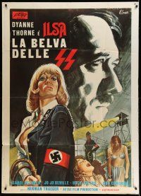 8g066 ILSA SHE WOLF OF THE SS Italian 1p '75 different Crovato art w/Hitler & tortured girls, rare!