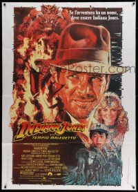 8g067 INDIANA JONES & THE TEMPLE OF DOOM Italian 1p '84 different art of Harrison Ford by Drew!
