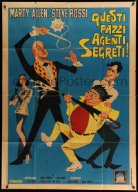 8g075 LAST OF THE SECRET AGENTS Italian 1p '67 De Seta cartoon art of Marty Allen & Steve Rossi!